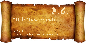 Mihályka Ompoly névjegykártya